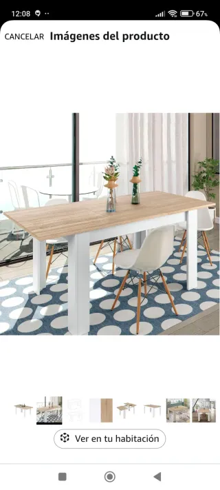 Mesa salon Comedor Extensible Roble y Blanca nueva