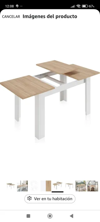 Mesa salon Comedor Extensible Roble y Blanca nueva