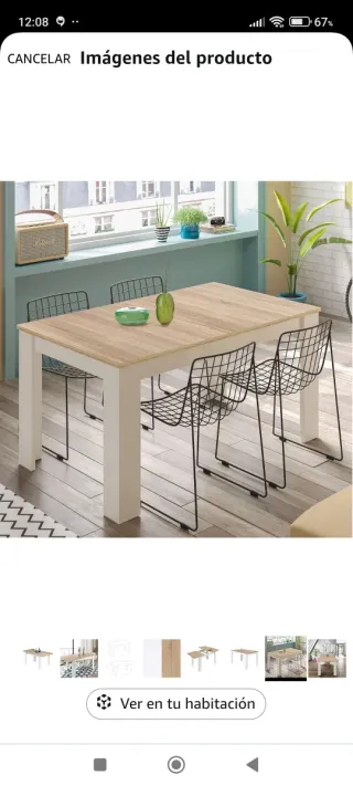 Mesa salon Comedor Extensible Roble y Blanca nueva