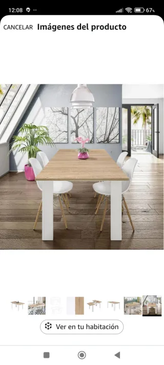 Mesa salon Comedor Extensible Roble y Blanca nueva