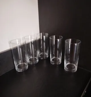 5 Vasos Tubo Grandes Cristal