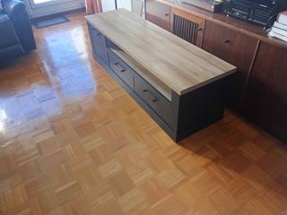 Mueble TV Conforama Negro/Madera Nuevo