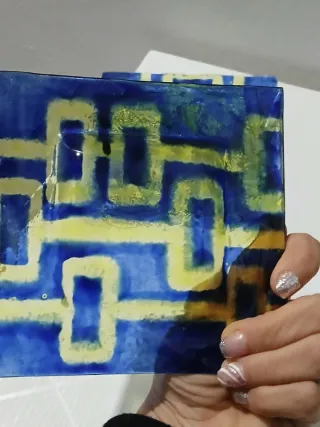 Posacenere Murano vintage blu e giallo