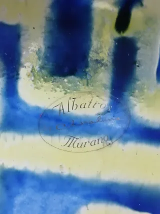 Posacenere Murano vintage blu e giallo