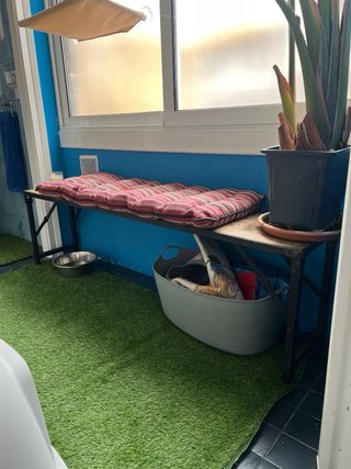 Banco estilo retro industrial madera y metal