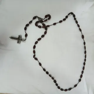 Rosario antiguo madera crucifijo