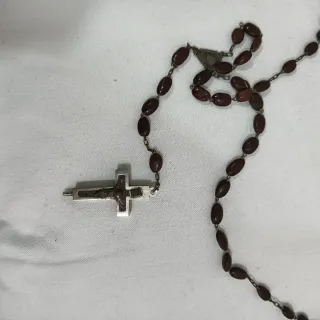Rosario antiguo madera crucifijo