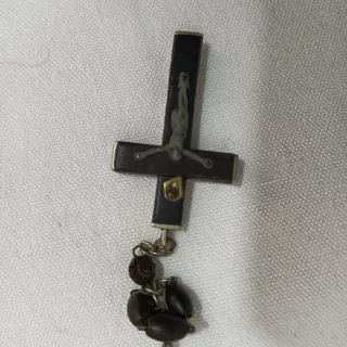 Rosario antiguo madera crucifijo
