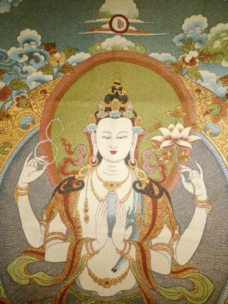 Tapiz Cherenzing o Avalokitesvara 4 brazos