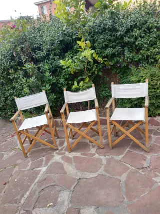 Conjunto 6 Sillas Jardín Madera y Tela