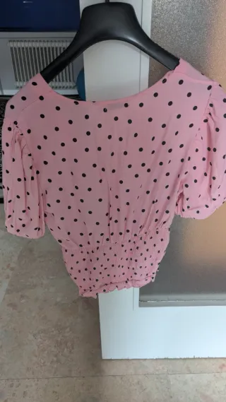 Blusa Crop Top Rosa Polka Dots Talla S