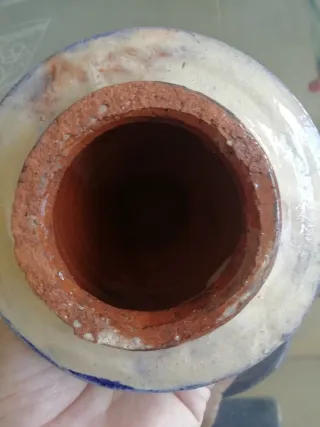 Jarrón decorativo azul y beige