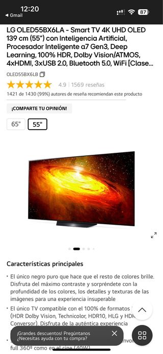 LG OLED55BX6LA TV 55 4K UHD Smart TV