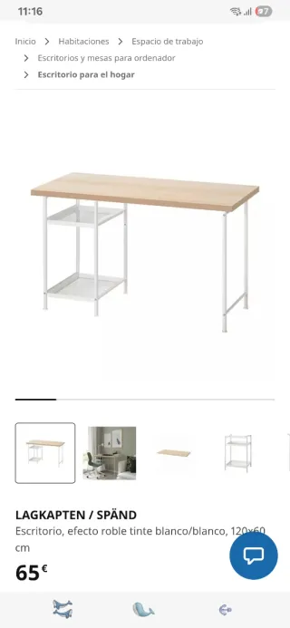 Escritorio IKEA madera y metal