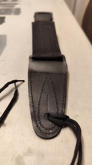 Correa Guitarra Negra Nailon Acabado Cuero