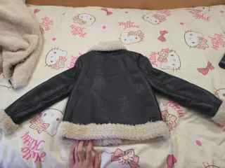 Chaqueta cuero niña forrada pelo