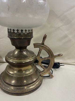 Lámpara Antigua Vintage Metal y Cristal