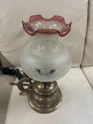 Lámpara Antigua Vintage Metal y Cristal