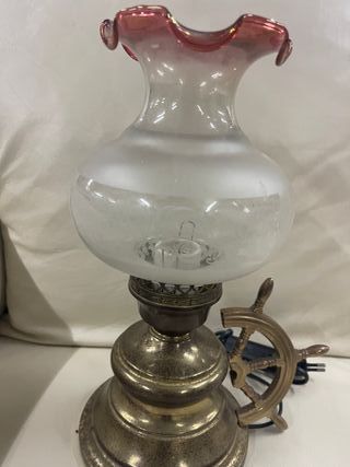 Lámpara Antigua Vintage Metal y Cristal