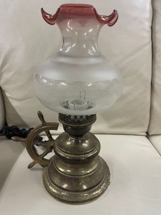 Lámpara Antigua Vintage Metal y Cristal