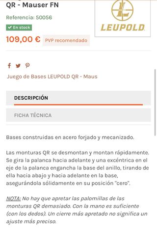 Supporti Leupold QR per Santa Barbara/Mauser 98