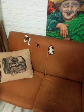 Sofá 3 plazas vintage marrón