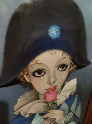 Cuadro vintage arlequín con rosa