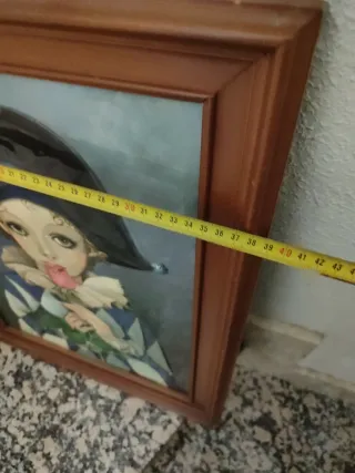 Cuadro vintage arlequín con rosa