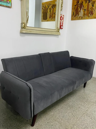 CHOLLO!! Sofá Cama Gris Terciopelo