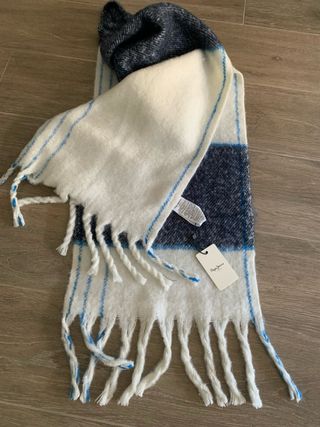 Bufanda Pepe Jeans cuadros azul y blanco