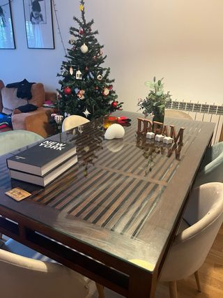 Mesa comedor cristal y madera El Globo