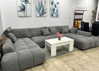 Sofá rinconera gris tela - Liquidamos