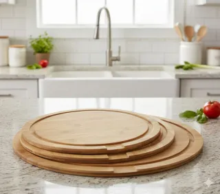 Tris taglieri in bambù