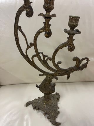 Candelabro Bronce Antiguo 3 Brazos