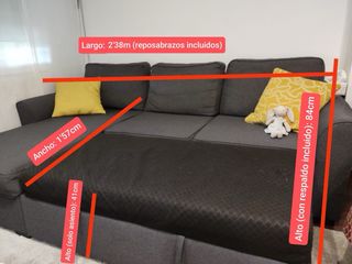 Sofá cama chaise longue gris