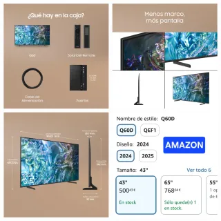 SMART TV SAMSUNG Q60D QLED 4K 43'' TQ43Q60DA 2024