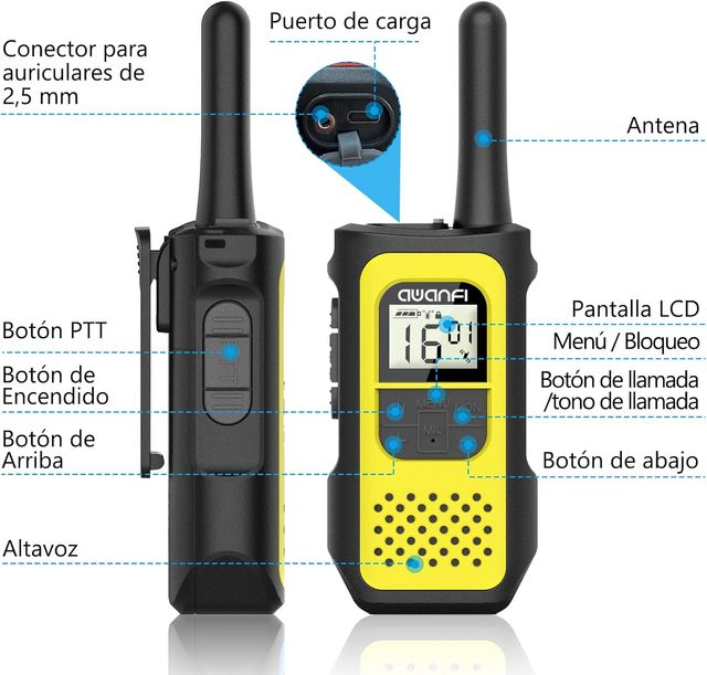 Walkie Talkies Niños Recargable(2 unidades)