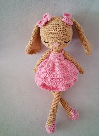 Peluche Conejita Tejida Rosa