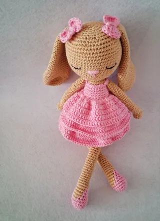 Peluche Conejita Tejida Rosa