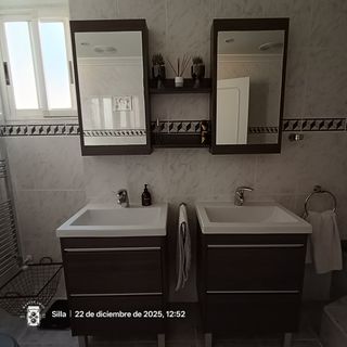 Conjunto 2 Muebles Baño Madera y Cristal