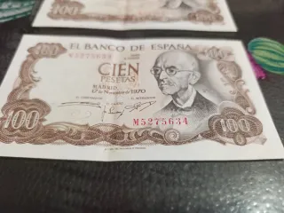 2 Billetes 100 Pesetas 1970 España