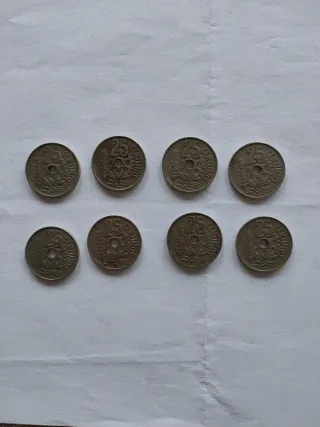 8 Monedas 25 Centimos 1934