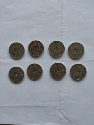 8 Monedas 25 Centimos 1934
