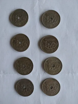 8 Monedas 25 Centimos 1934