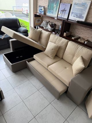 Sofá Chaise Longue Claire Beige/Gris CLAIRE