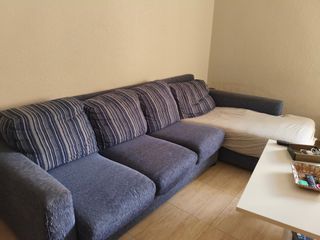 Sofá seccional Sheglong azul y beige