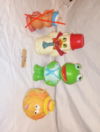 Lote Juguetes Antiguos Bebé, Rana, Muñeco