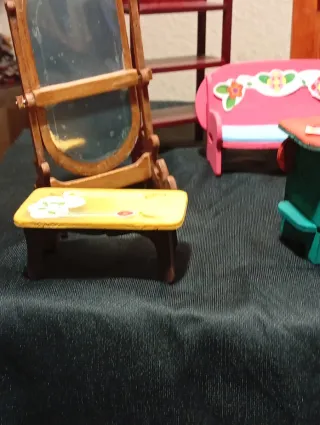 Lote 14 Piezas Muebles Casa Muñecas Madera