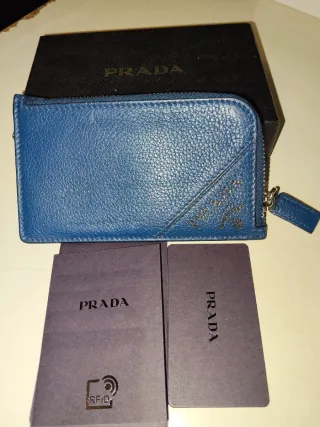 Portamonete/Portacarte Prada Pelle Martellata Nero