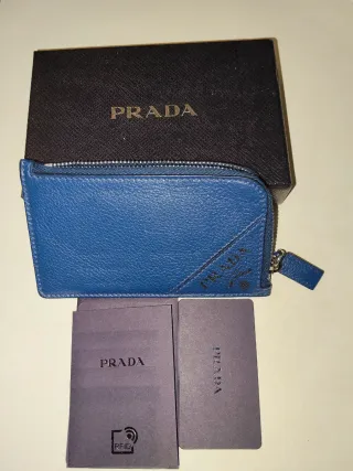 Portamonete/Portacarte Prada Pelle Martellata Nero